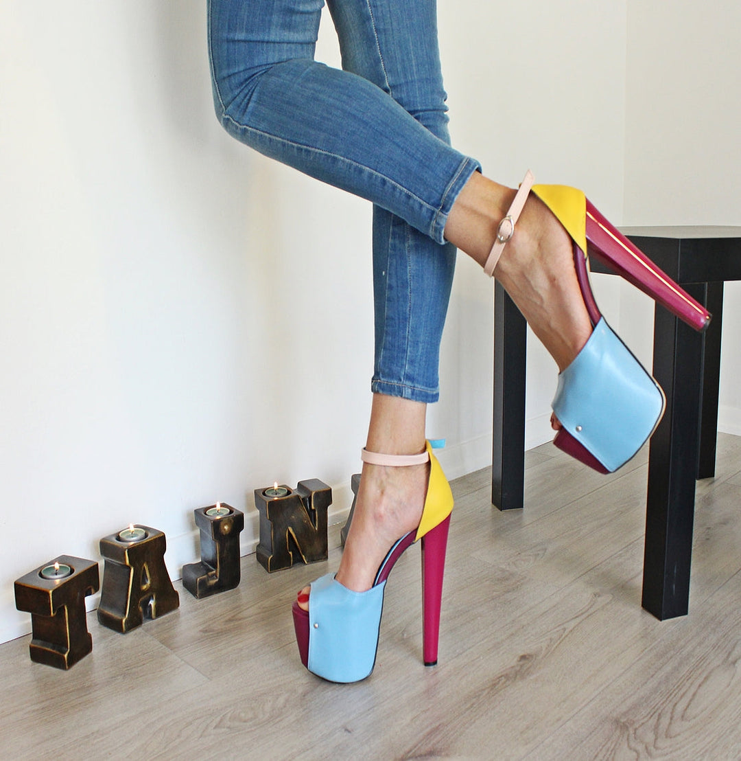 Color Block  High Heel Platforms - Tajna Club