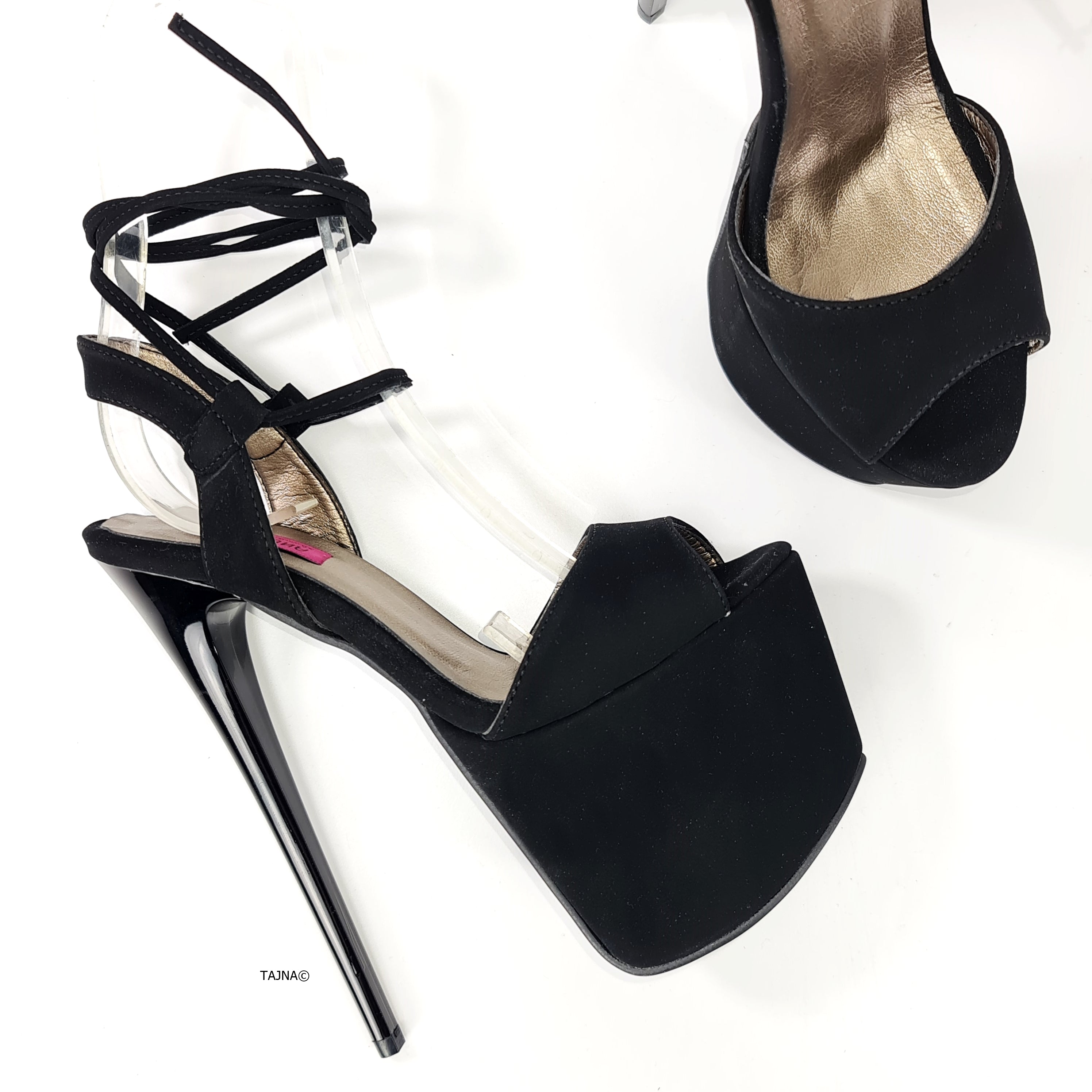 Black Pointed Pencil Heels | Sandal