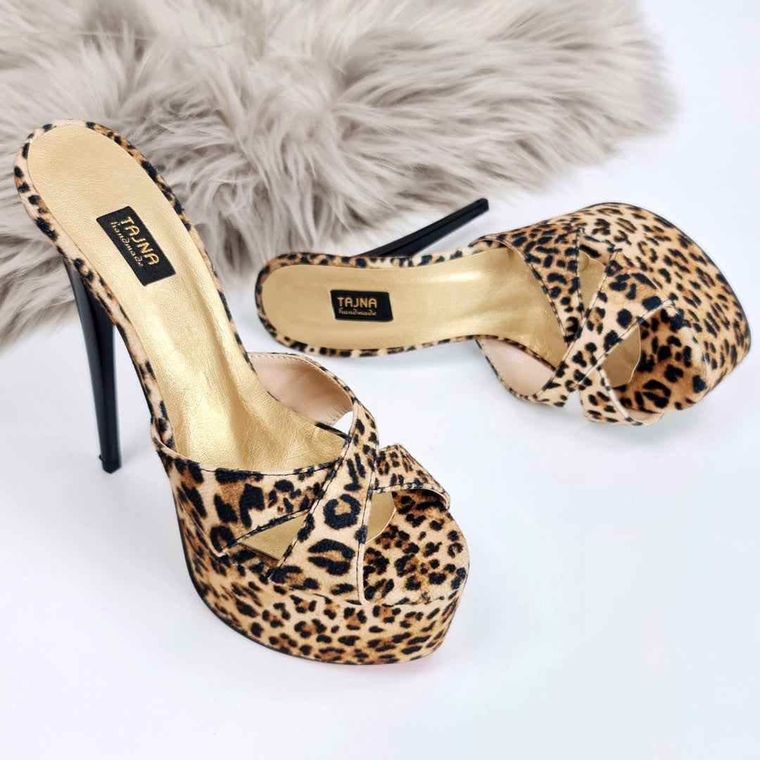 Leopard High Heel Mules