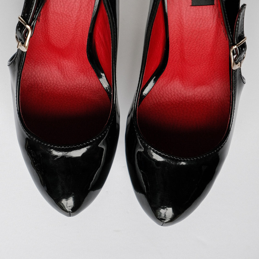 Black Gloss Open Side Detail High Heels