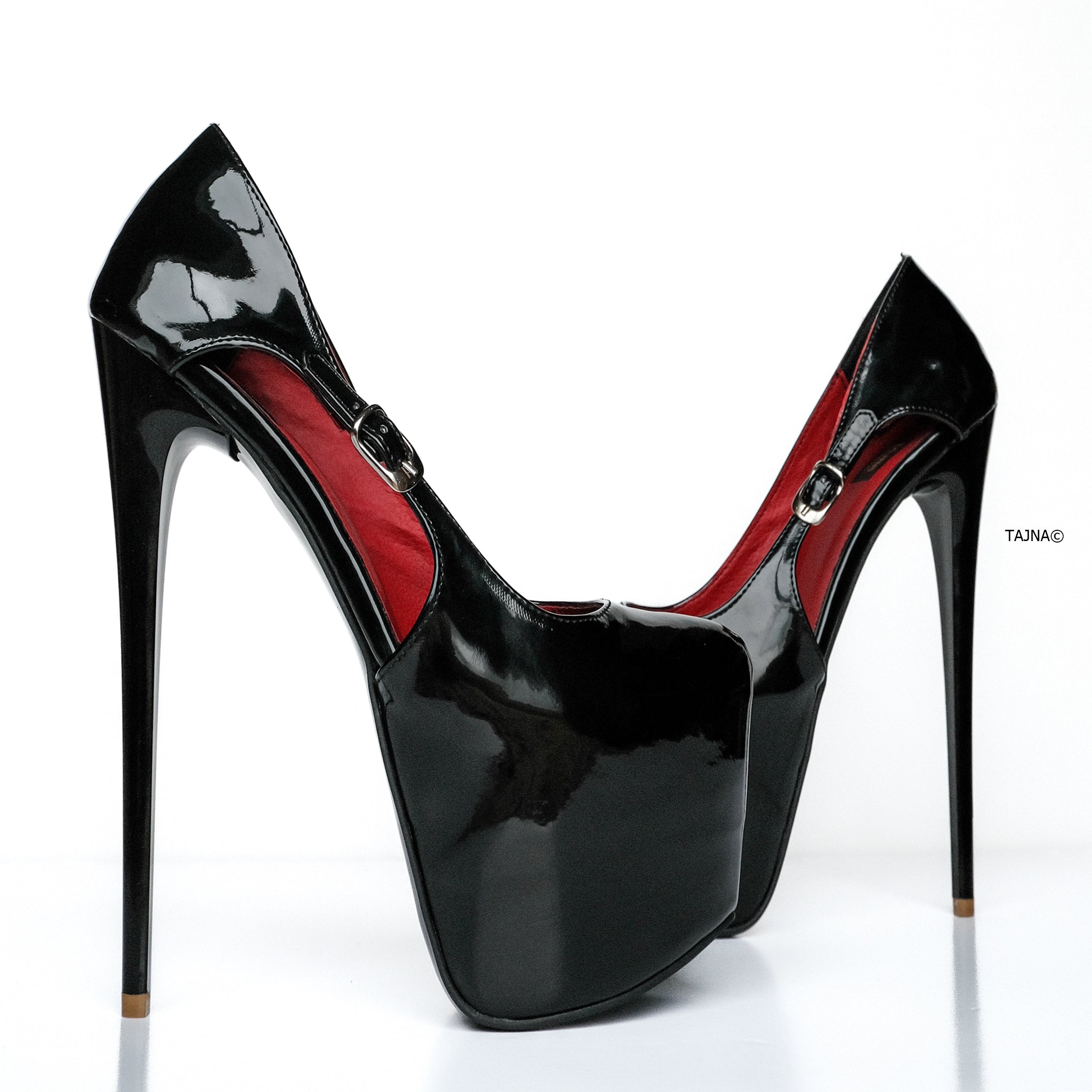 Black Gloss Open Side Detail High Heels