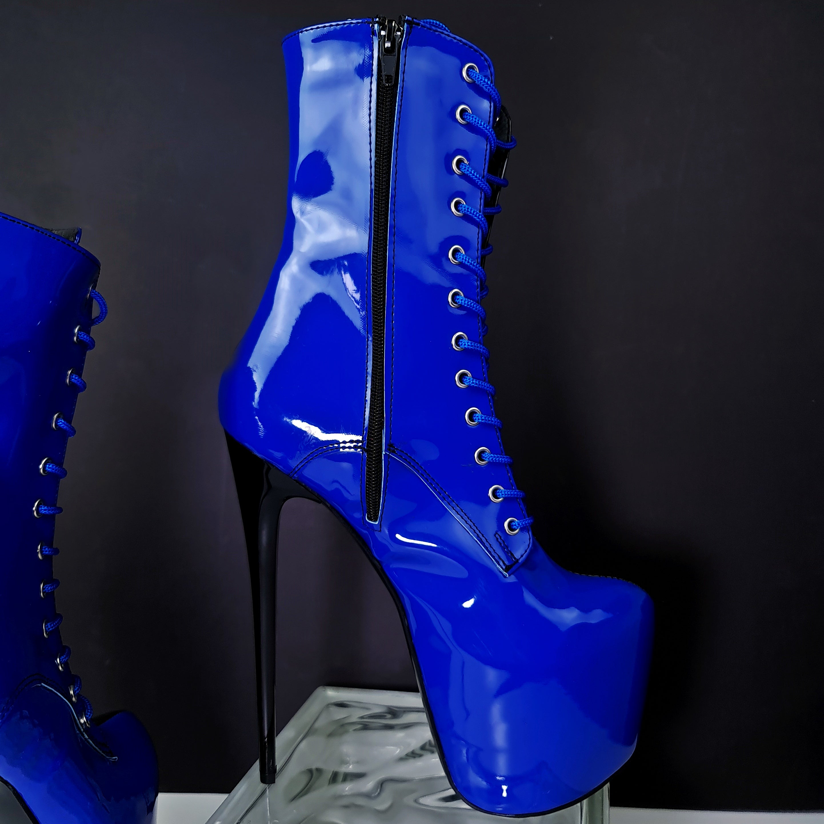 Multi Colour Double Side High Heel Boots Blue Black