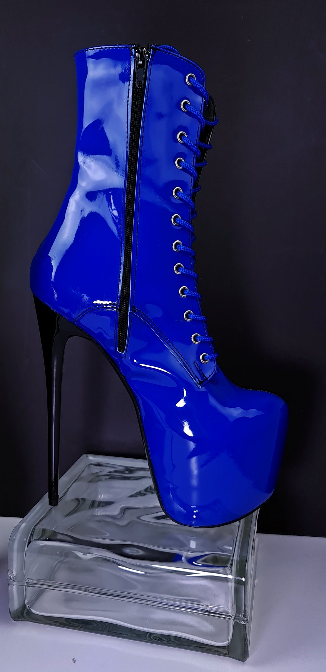 Multi Colour Double Side High Heel Boots Blue Black