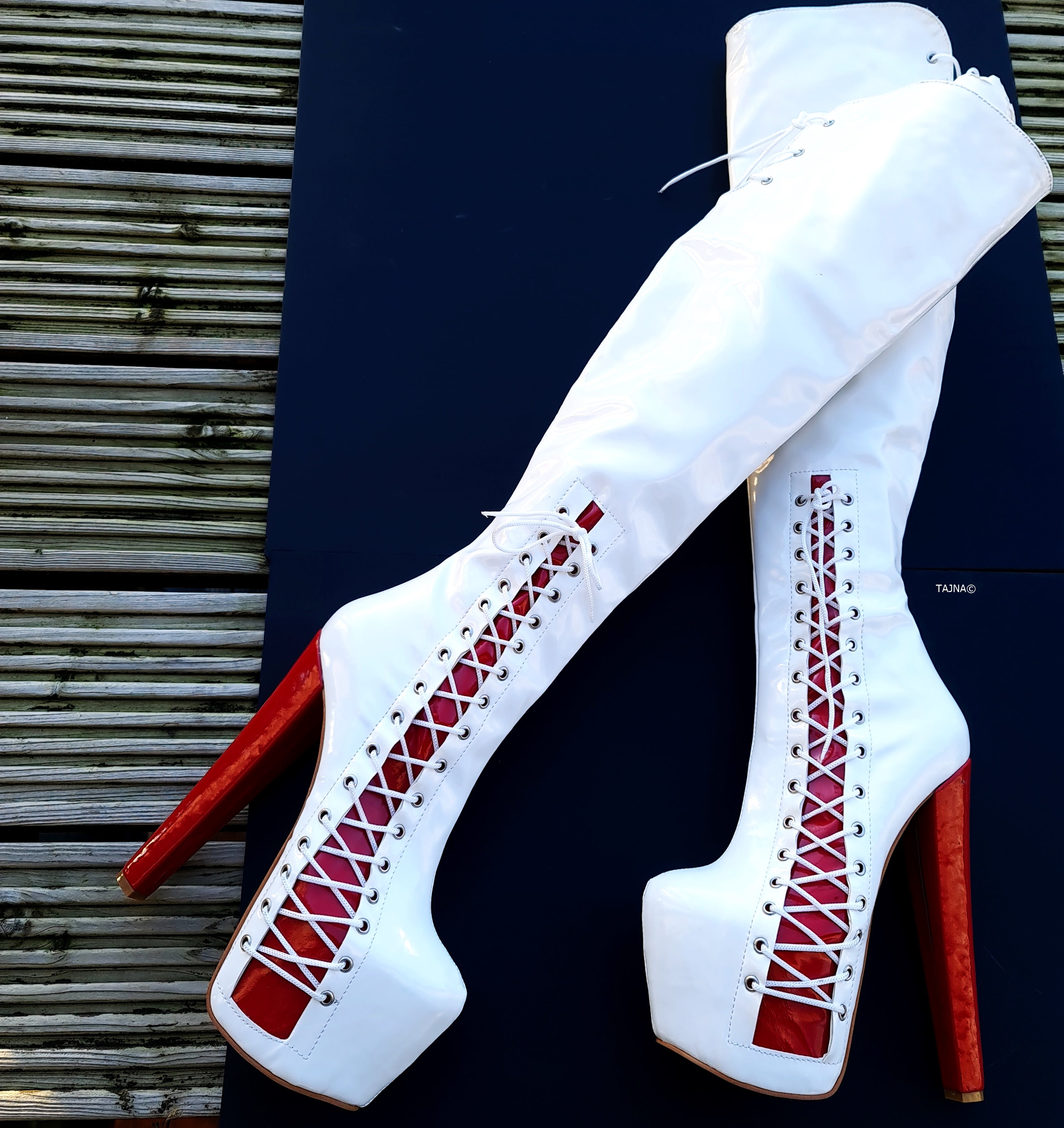 Side Lace Corset Style Over the Knee Boots – Tajna Club