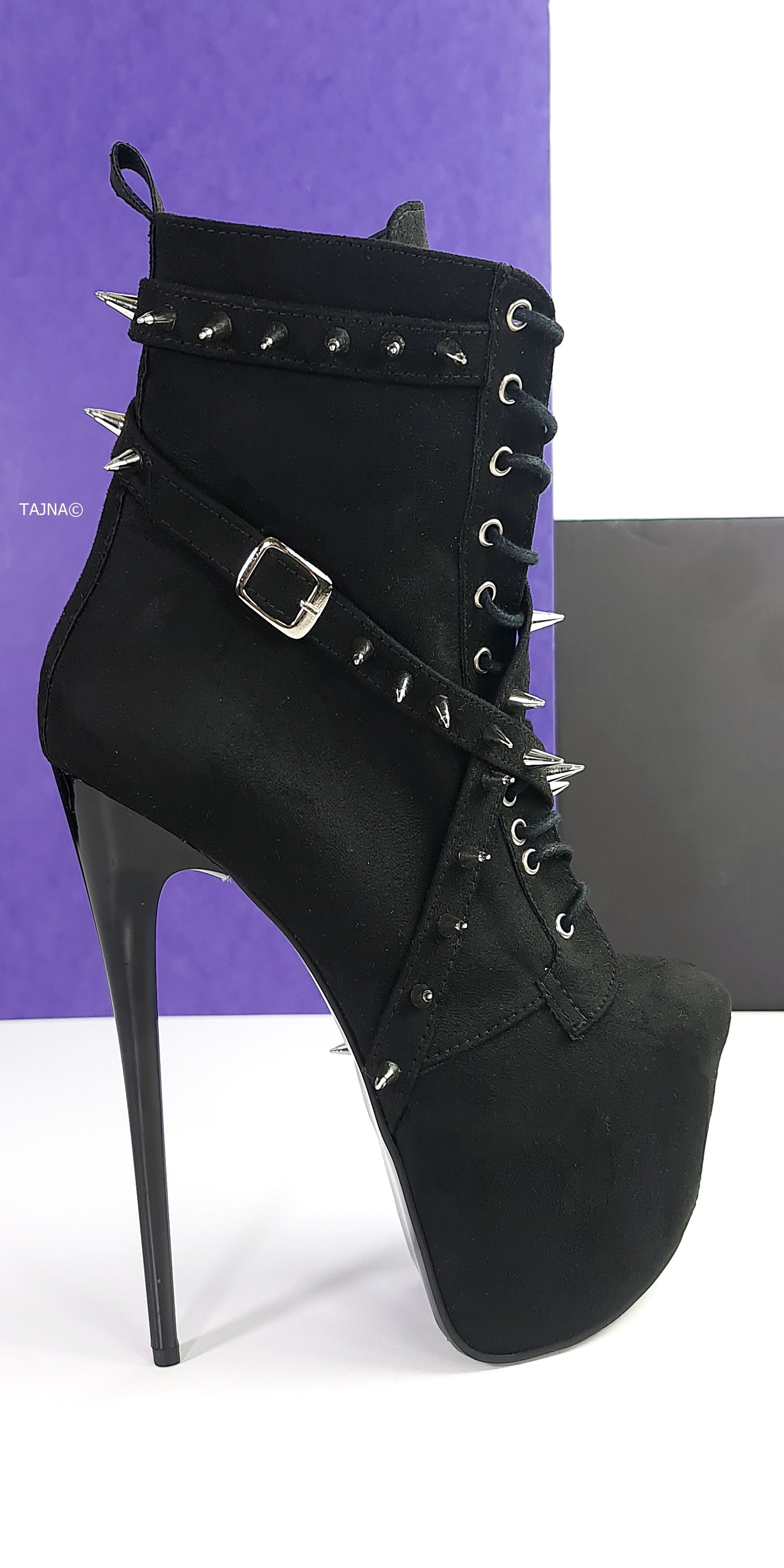 Lace Up Ankle High Heel Boots with Chains - Womens Punk Rock Shoes –  Prisoner.wtf™
