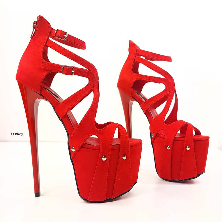 Red on sale cage heels