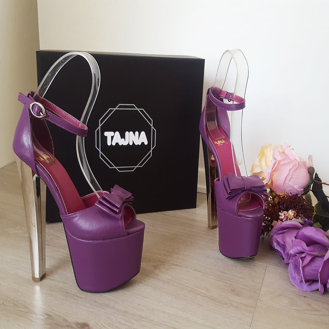 Purple Ribbon High Heel Platform Shoes - Tajna Club