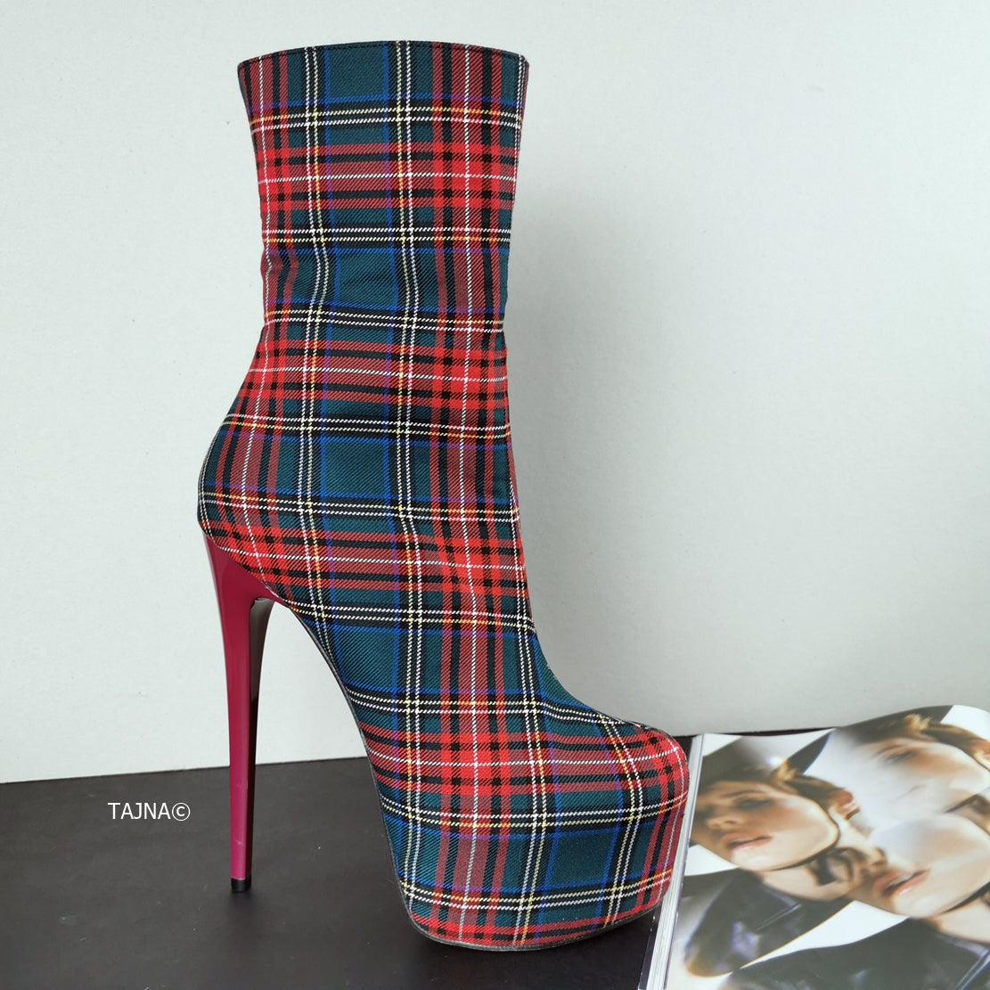 Plaid heel boots best sale