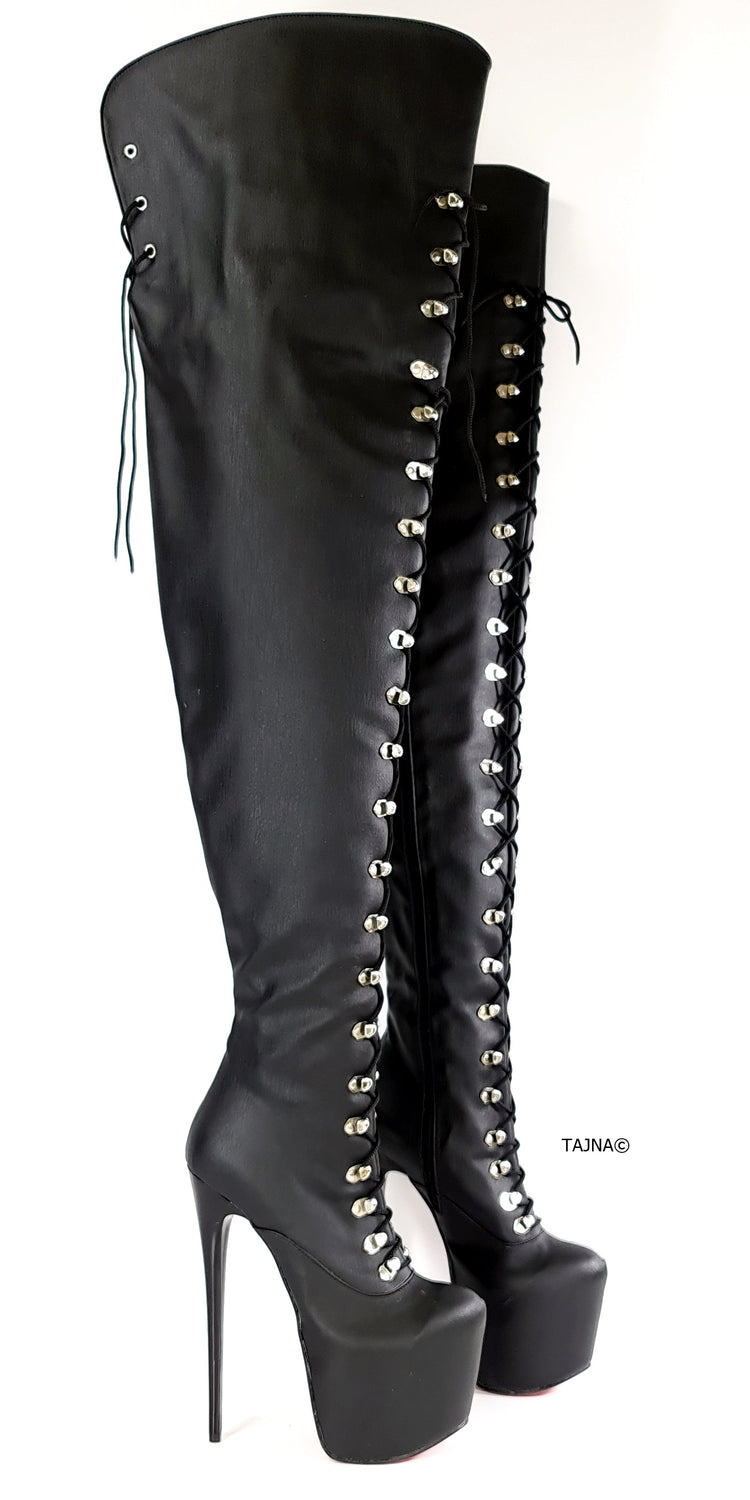 80 cms Black Extreme Long Military Boots
