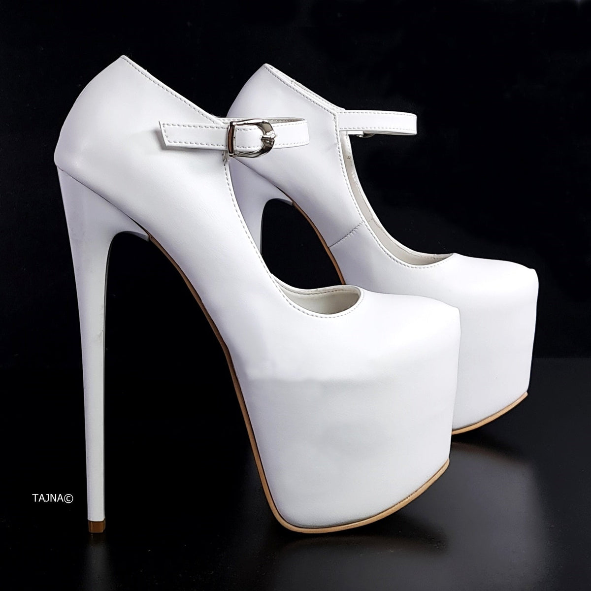 Modern Mary Jane White High Heels | Tajna Shoes – Tajna Club