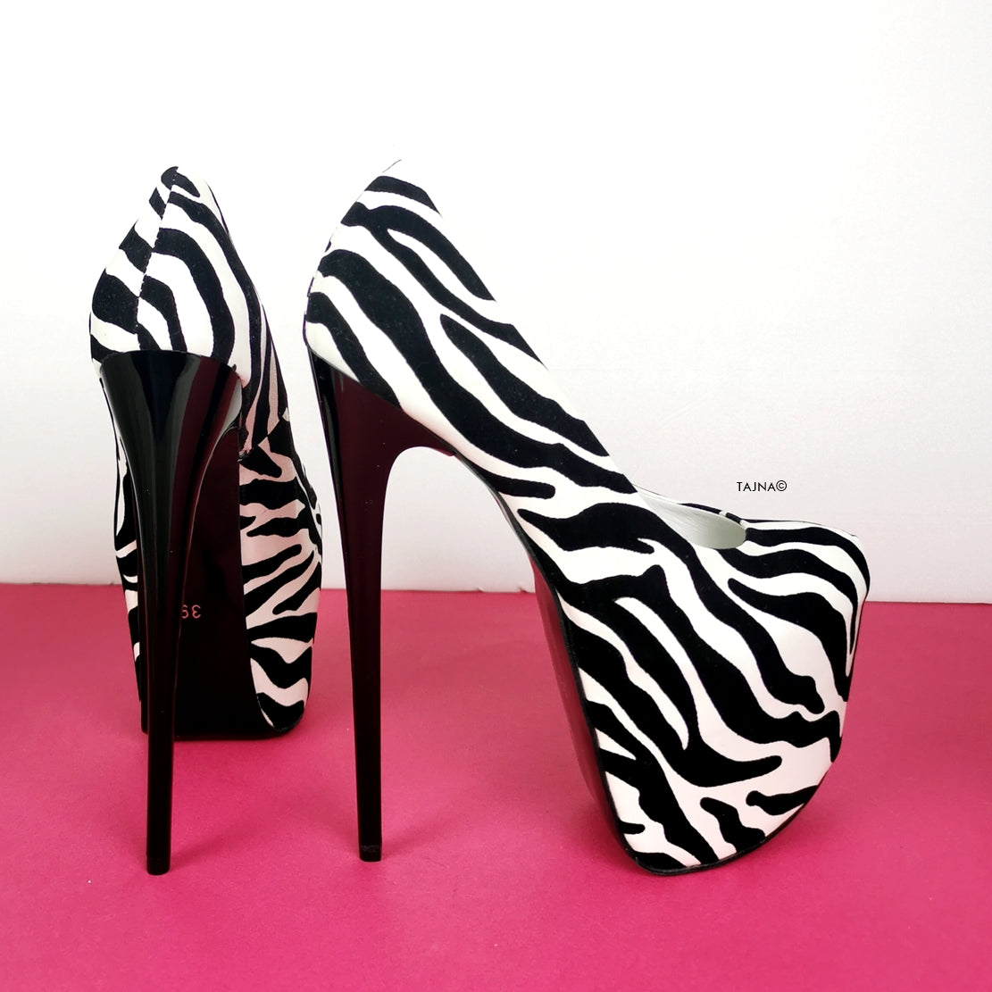 Zebra fashion print high heels